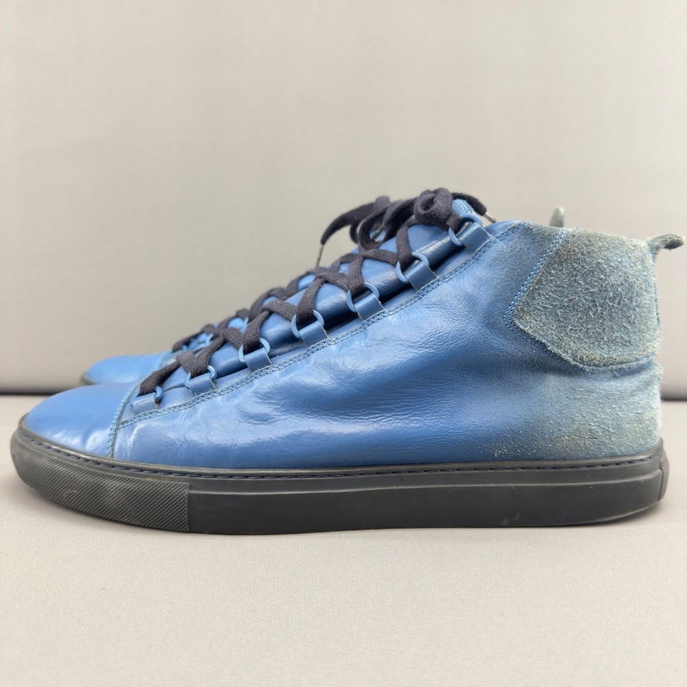 Balenciaga Arena Blue Leather High Top Sneakers Men's Size 12US/45EU - Picture 3 of 11